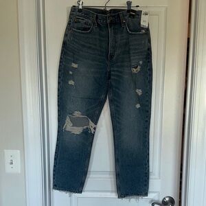 Abercrombie & Fitch Women's High Rise Distressed Mom Jeans